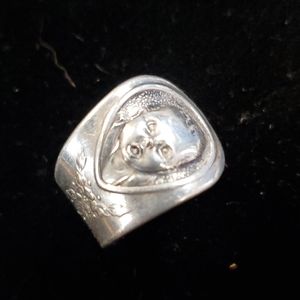 Early silver plate Gerber baby spoon ring SP3